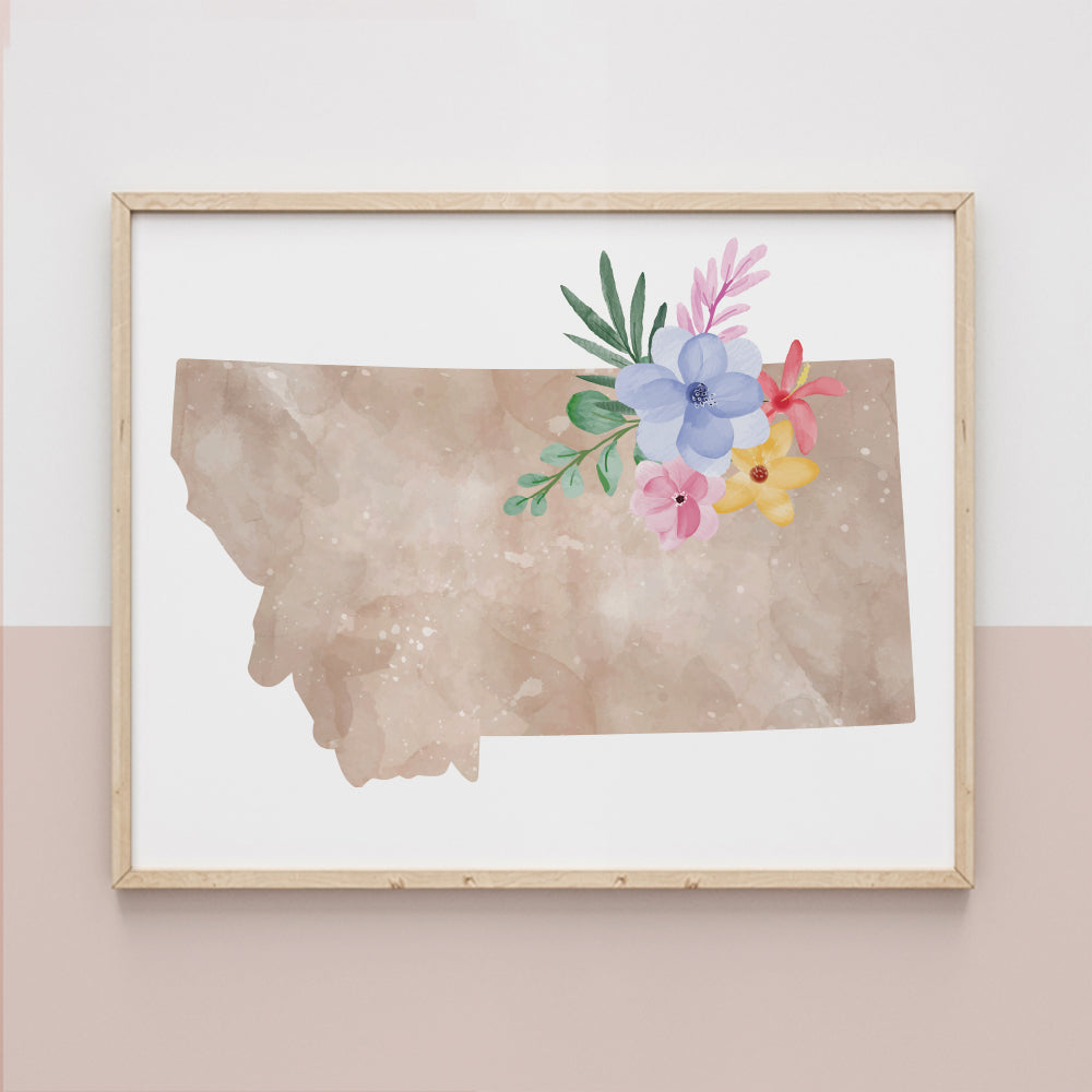 Montana Floral Silhouette Art Print