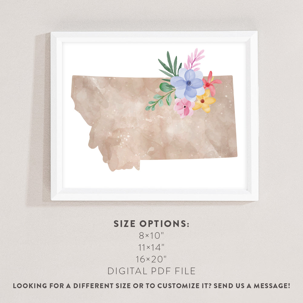 Montana Floral Silhouette Art Print