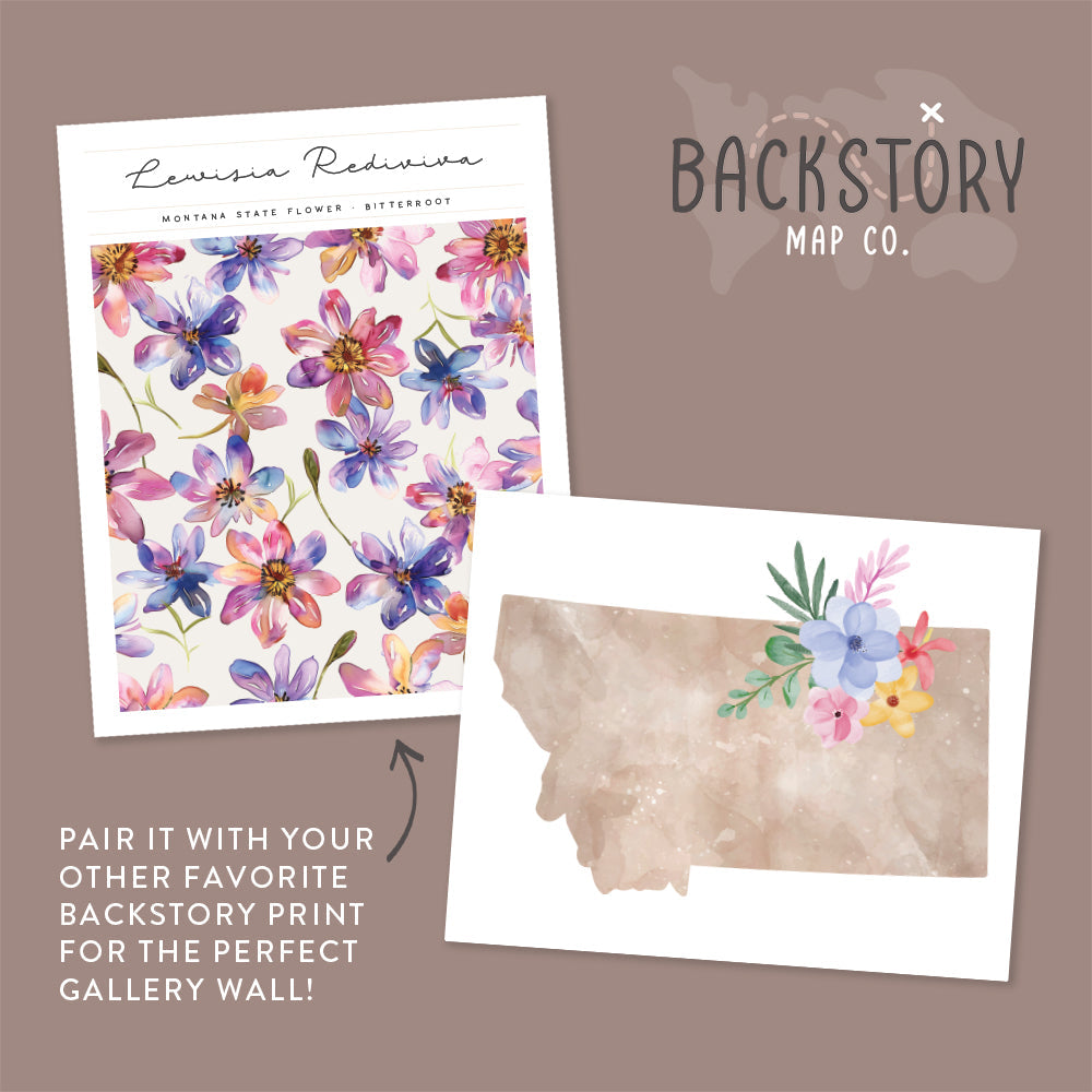 Montana Floral Silhouette Art Print