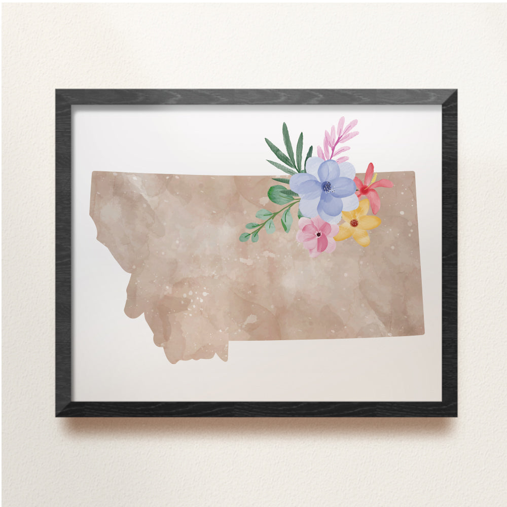 Montana Floral Silhouette Art Print
