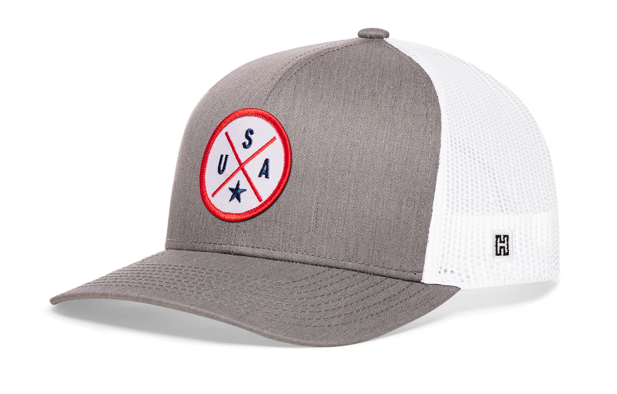 USA Trucker Hat  |  White-Red-Blue America Snapback