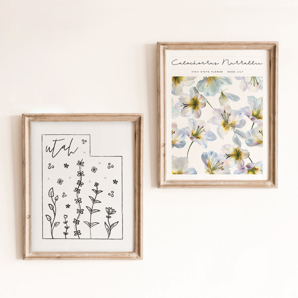 Botanical Borders: Utah Outline Poster