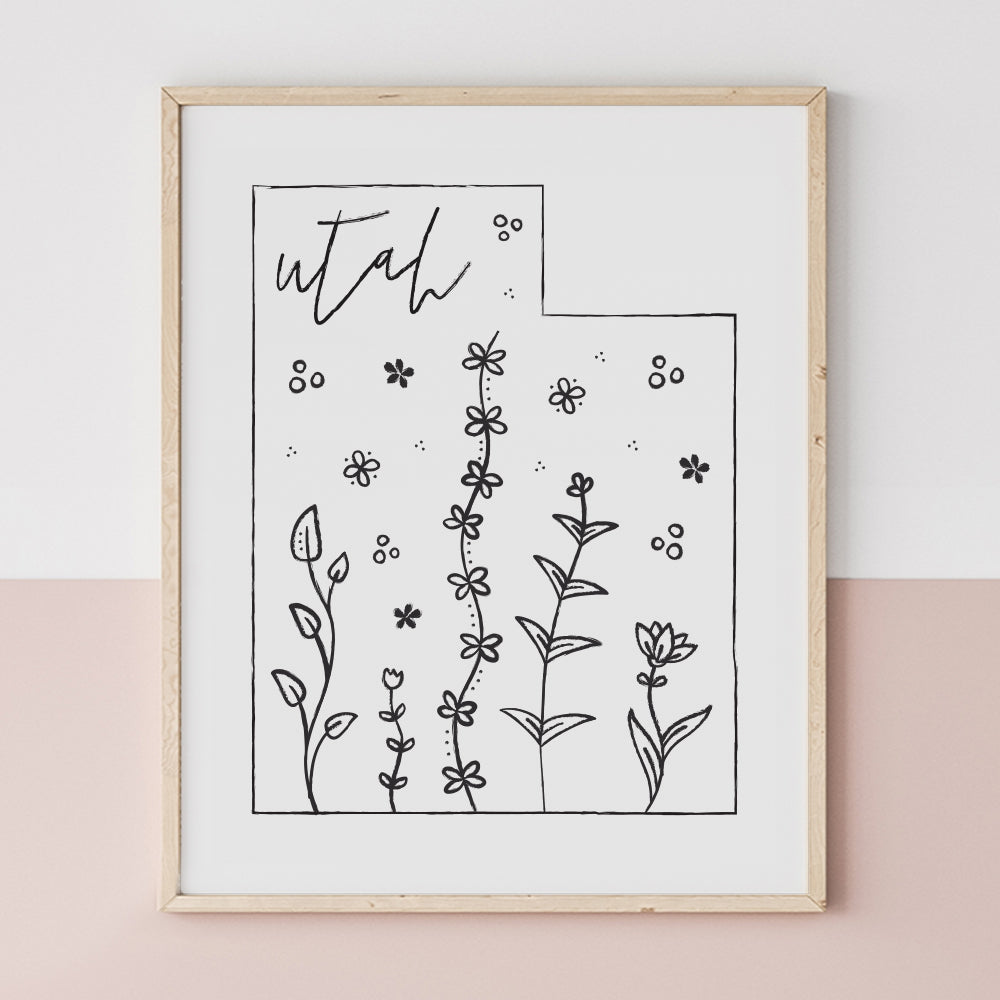 Botanical Borders: Utah Outline Poster