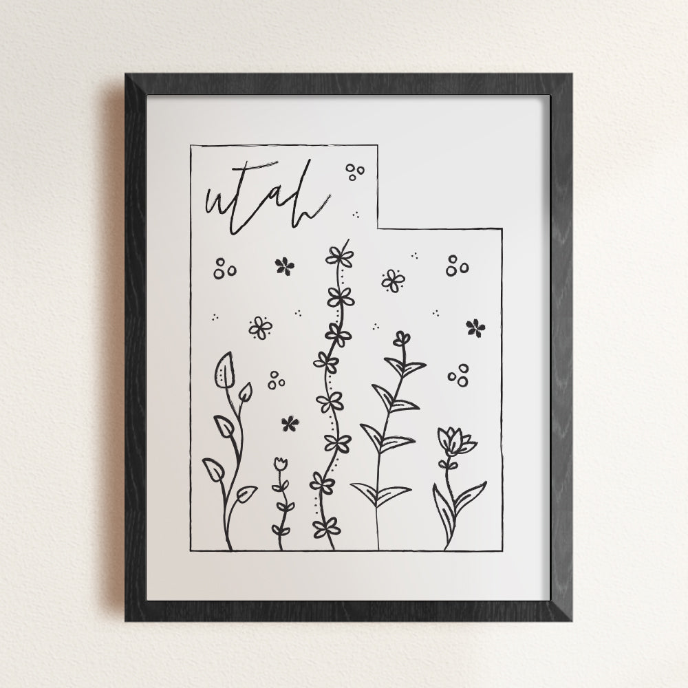 Botanical Borders: Utah Outline Poster