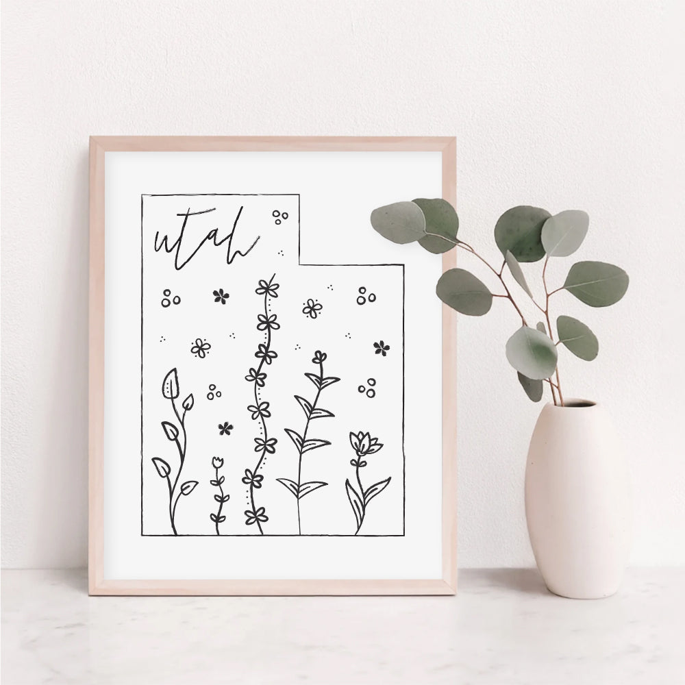 Botanical Borders: Utah Outline Poster