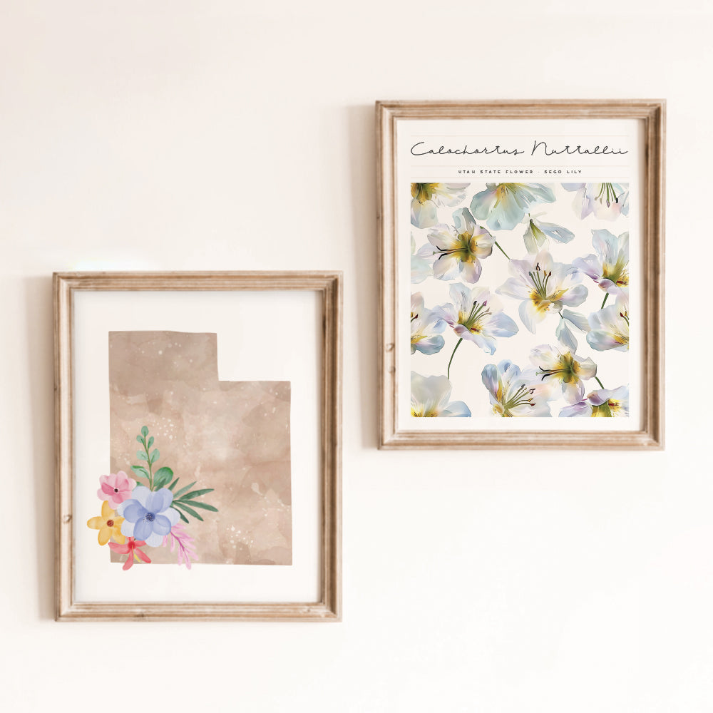 Utah Floral Silhouette Art Print