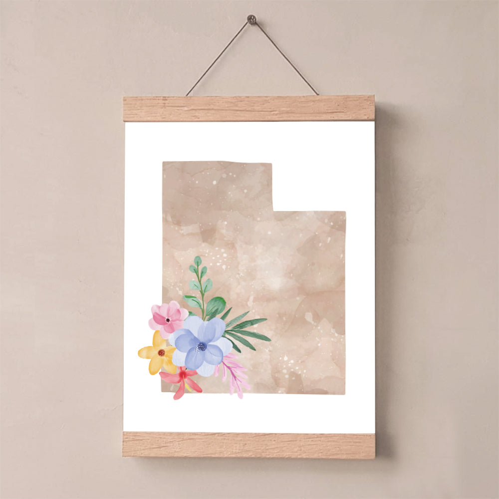 Utah Floral Silhouette Art Print