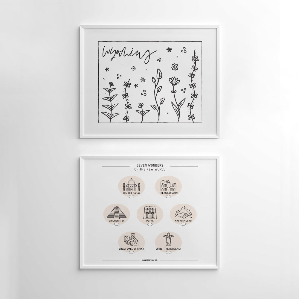 Botanical Borders: Wyoming Outline Poster