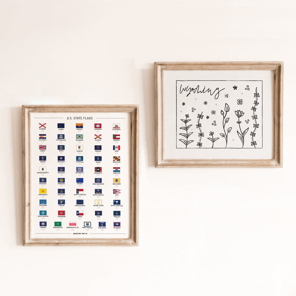 Botanical Borders: Wyoming Outline Poster