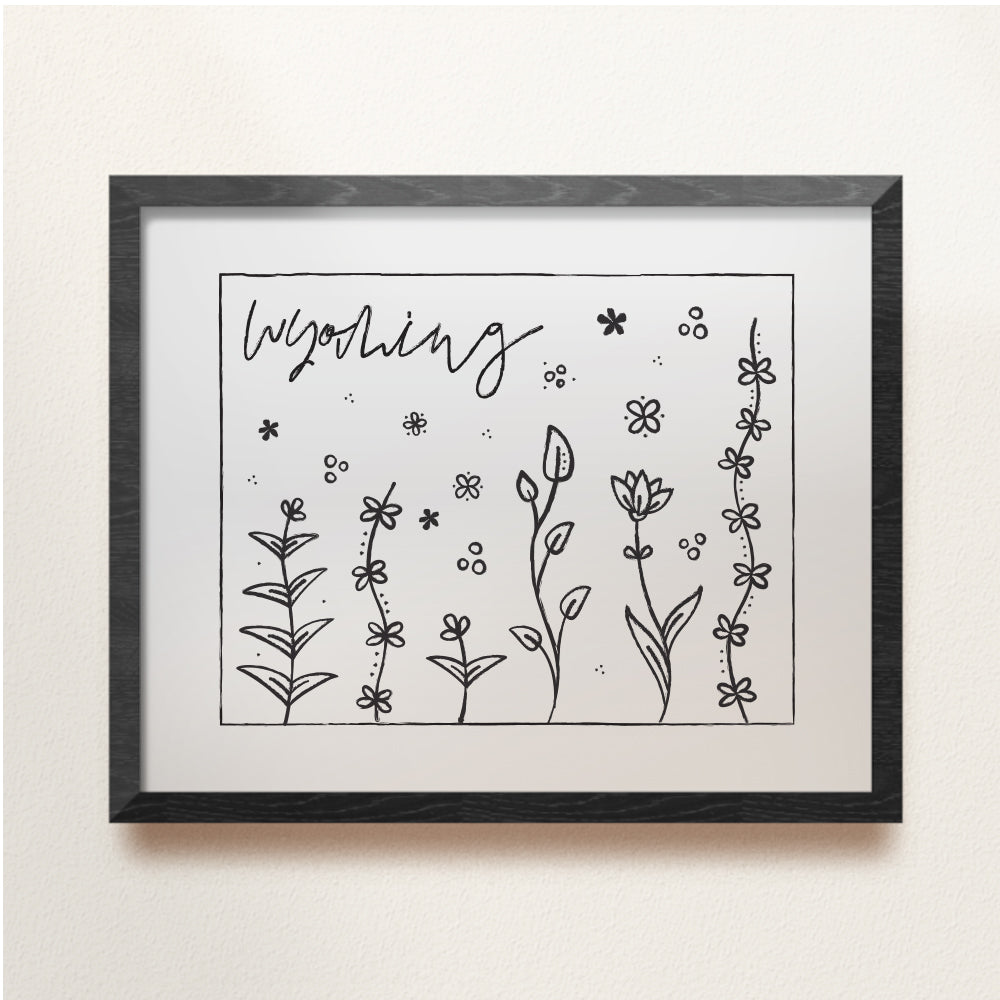 Botanical Borders: Wyoming Outline Poster