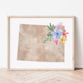 Wyoming Floral Silhouette Art Print