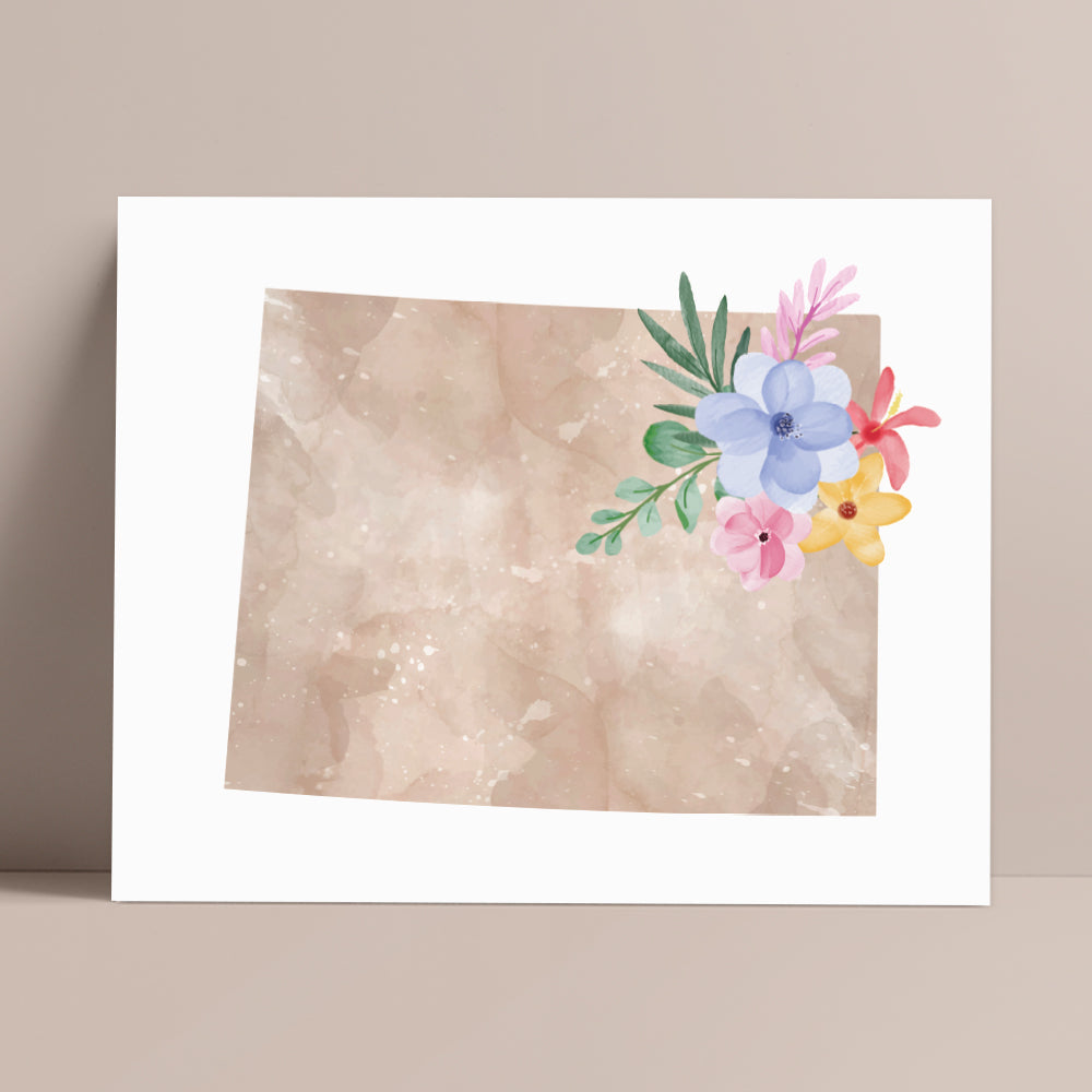 Wyoming Floral Silhouette Art Print