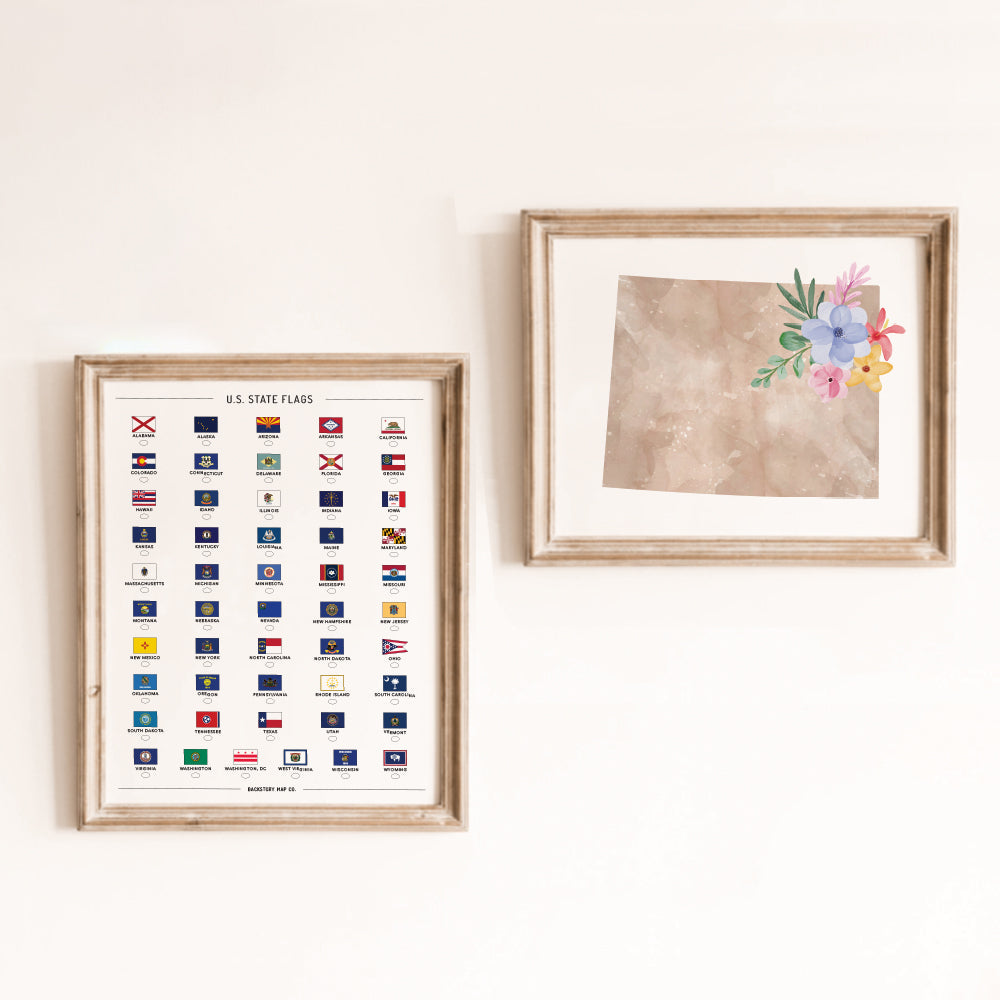 Wyoming Floral Silhouette Art Print